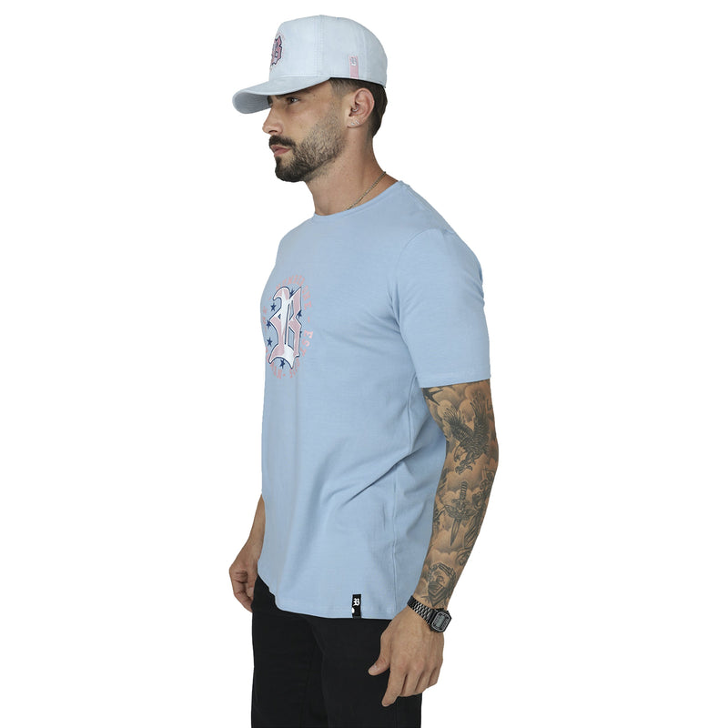 Camiseta Azul Logo Pink Star