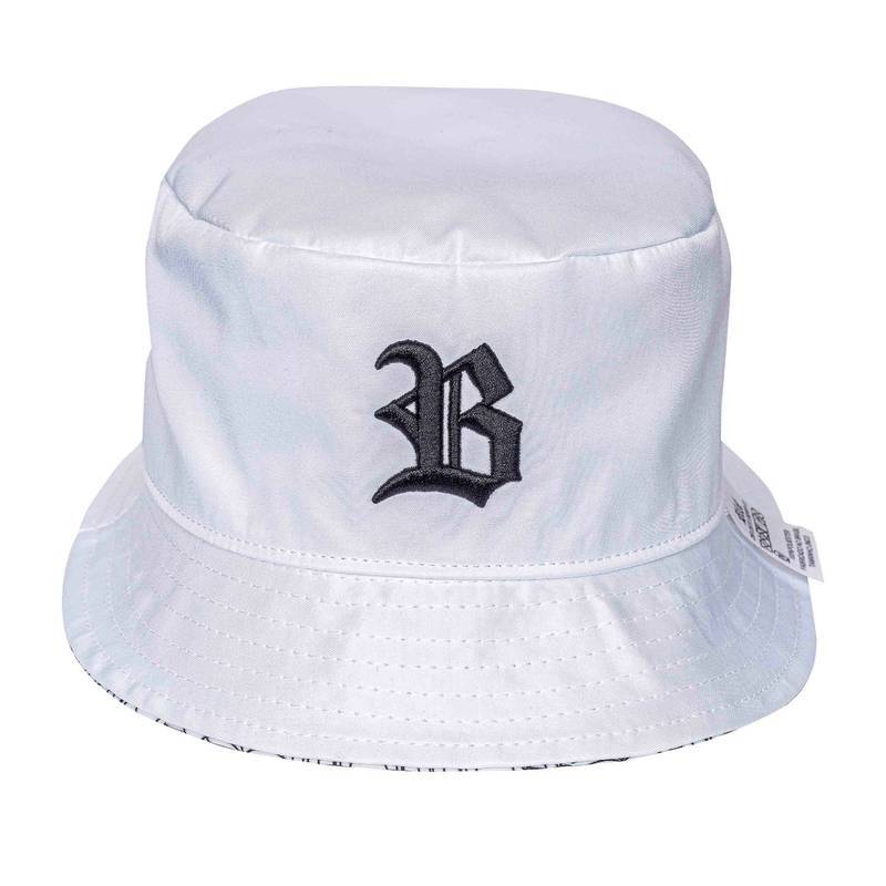 Bucket Hat Dupla Face - Branca Alto Relevo Preto e White Details