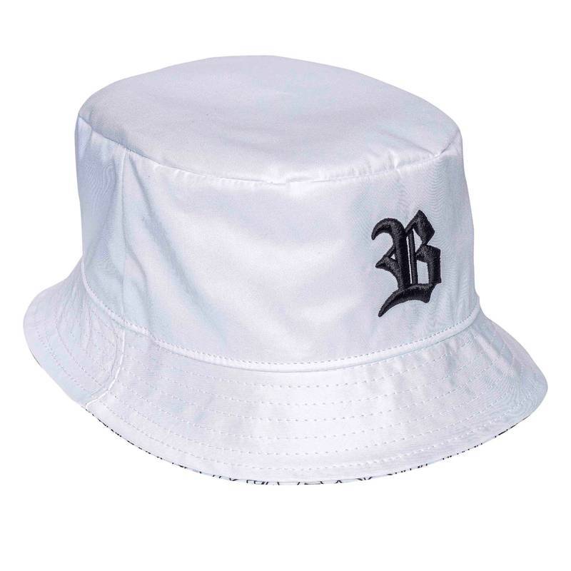 Bucket Hat Dupla Face - Branca Alto Relevo Preto e White Details