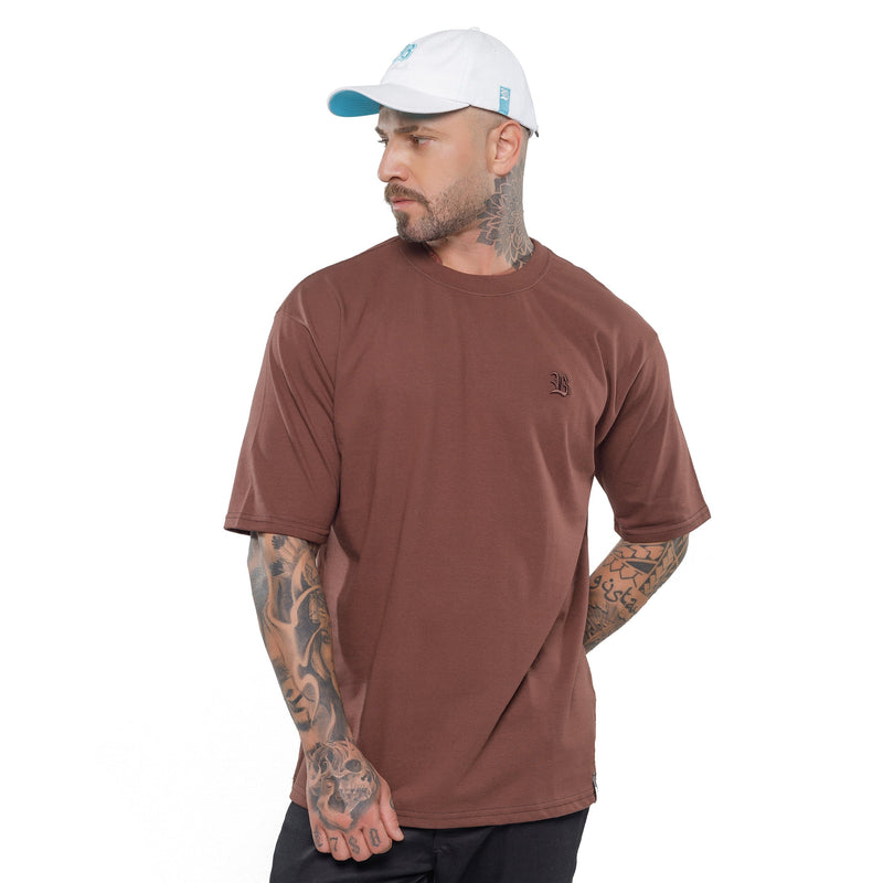 Camiseta Oversized Marrom Logo Bordado