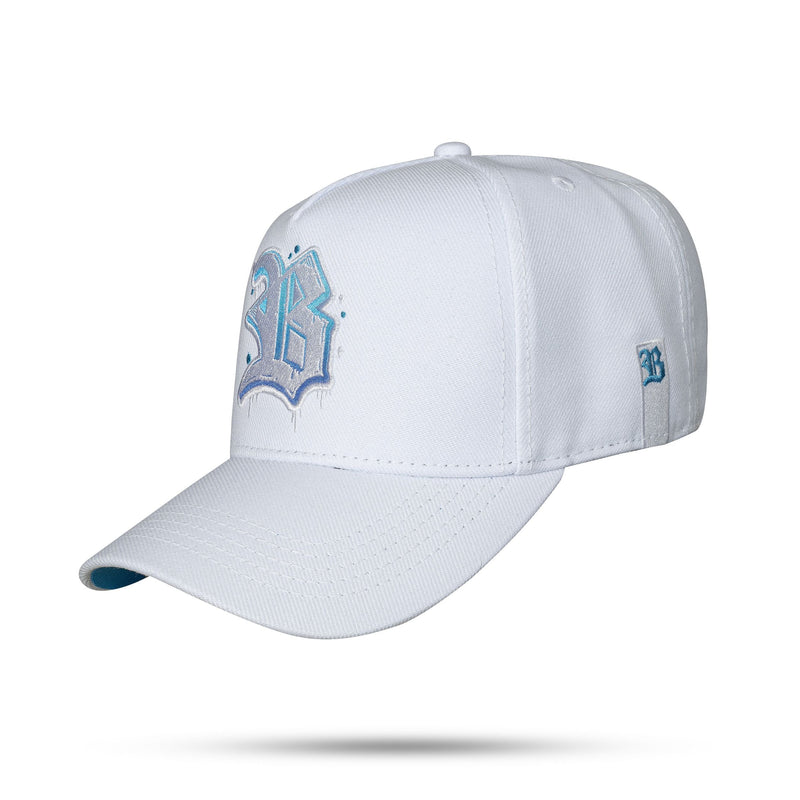 Boné Branco Snapback Flúor Resping Contra Aba Azul