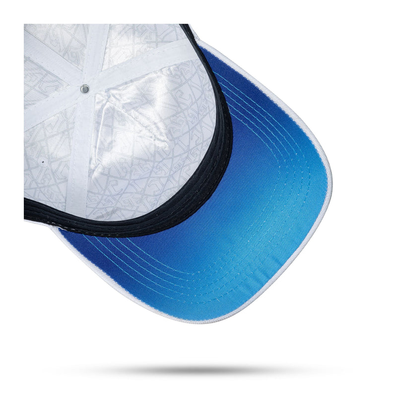 Boné Branco Snapback Flúor Resping Contra Aba Azul