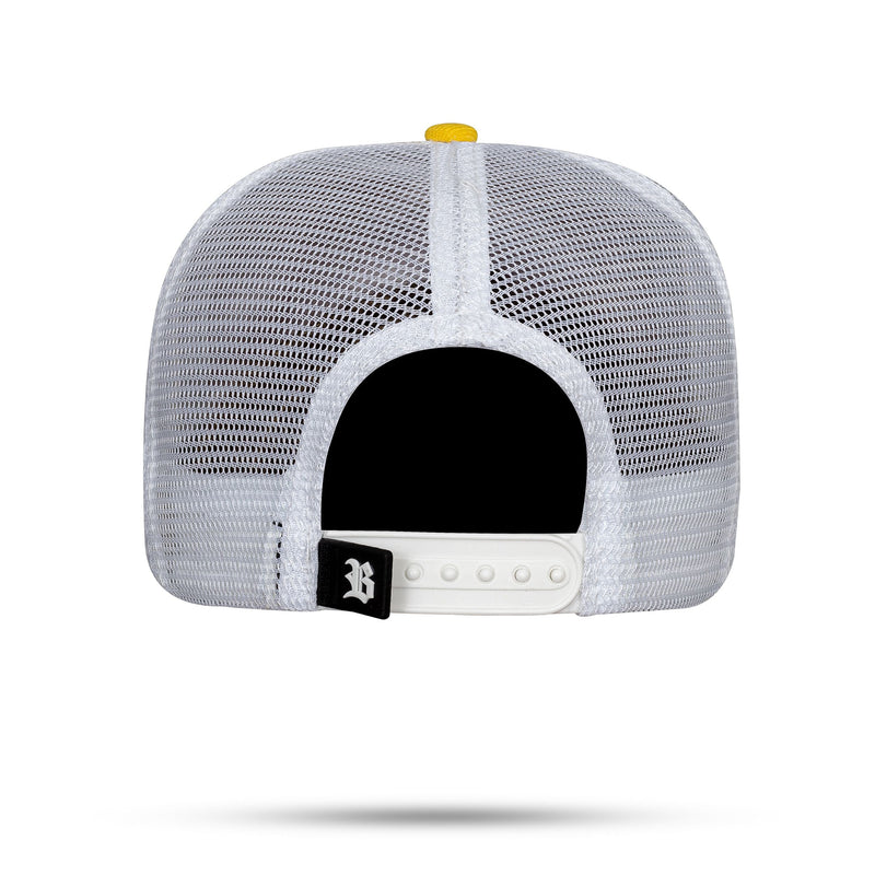 Boné Snapback Trucker Basic Amarelo e Branco