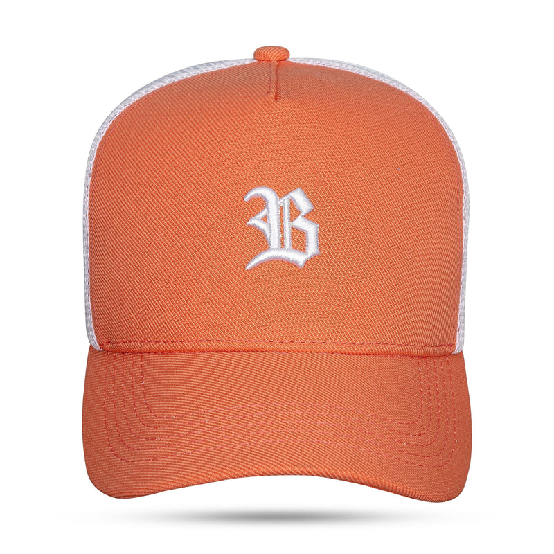 Boné Snapback Trucker Basic Coral e Branco