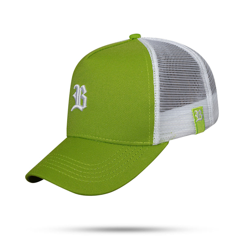 Boné Snapback Trucker Basic Verde Limão e Branco