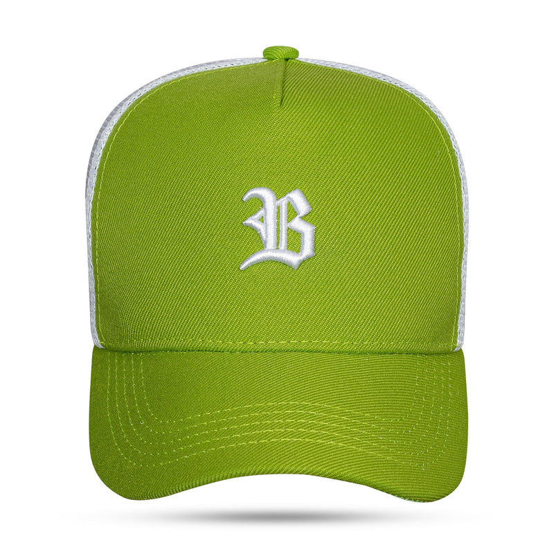 Boné Snapback Trucker Basic Verde Limão e Branco