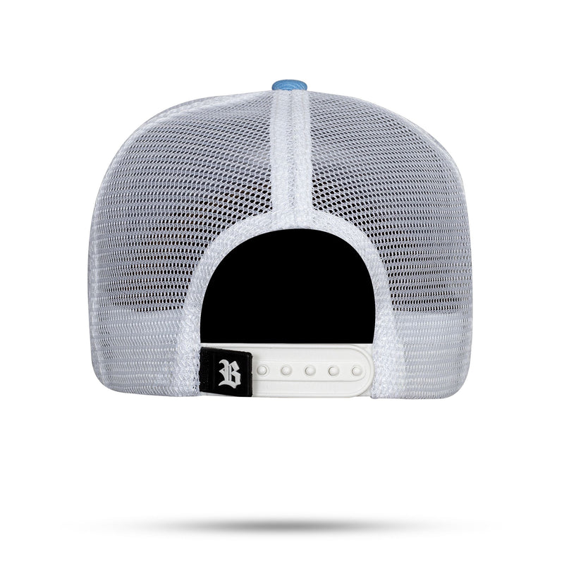 Boné Snapback Trucker Basic Azul Claro e Branco