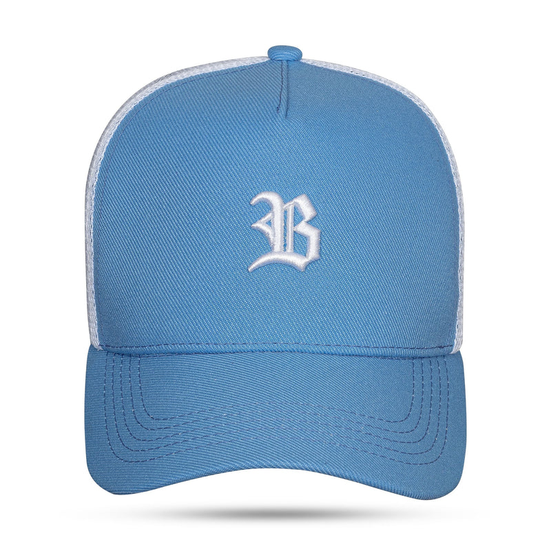 Boné Snapback Trucker Basic Azul Claro e Branco