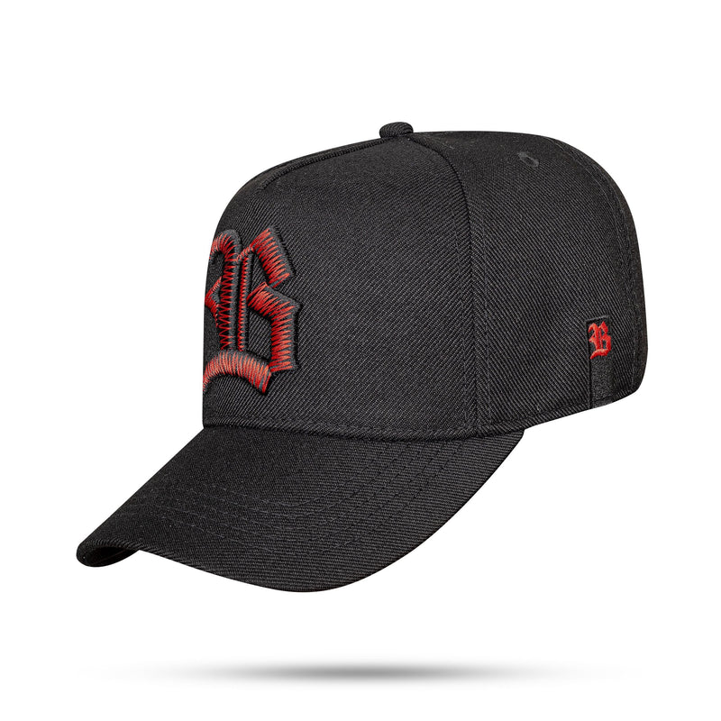 Boné Preto Snapback Alto Relevo Zig Zag Vermelho