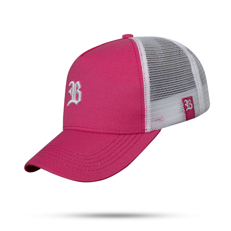 Boné Snapback Trucker Basic Pink e Branco