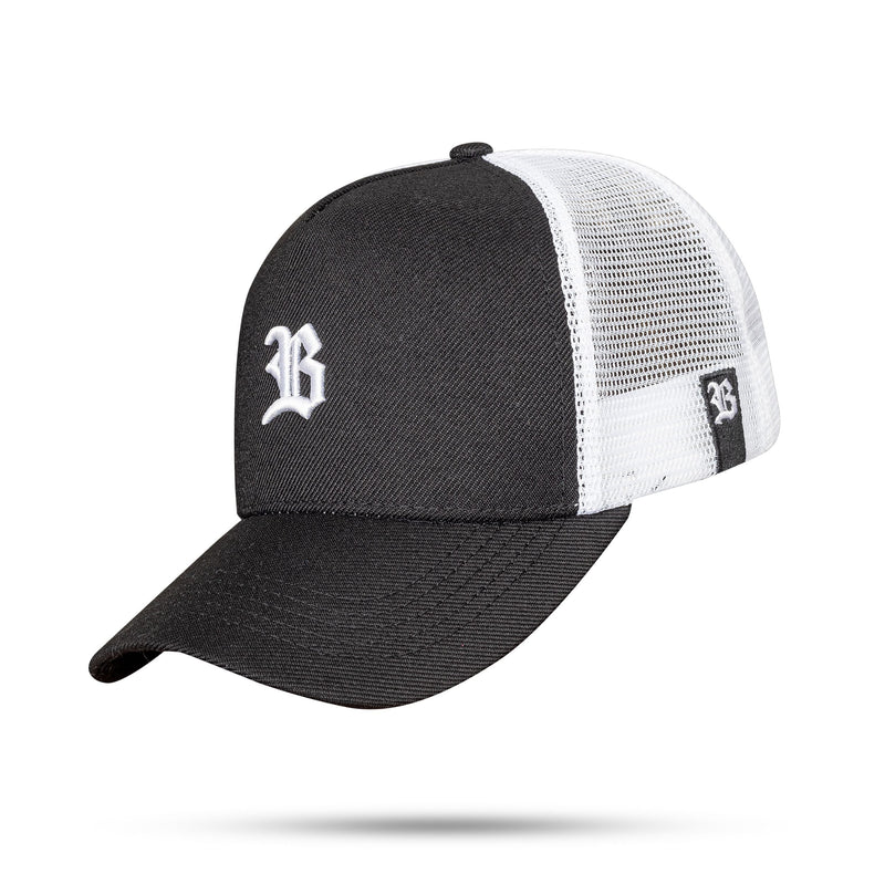 Boné Snapback Trucker Basic Preto e Branco