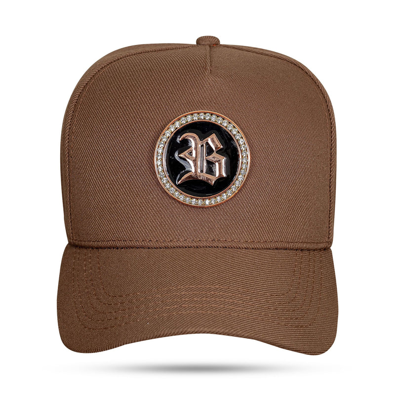 Boné Marrom Chocolate Snapback Metal Circle Cobre