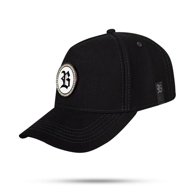 Boné Preto Snapback Nobuck Metal Circle White