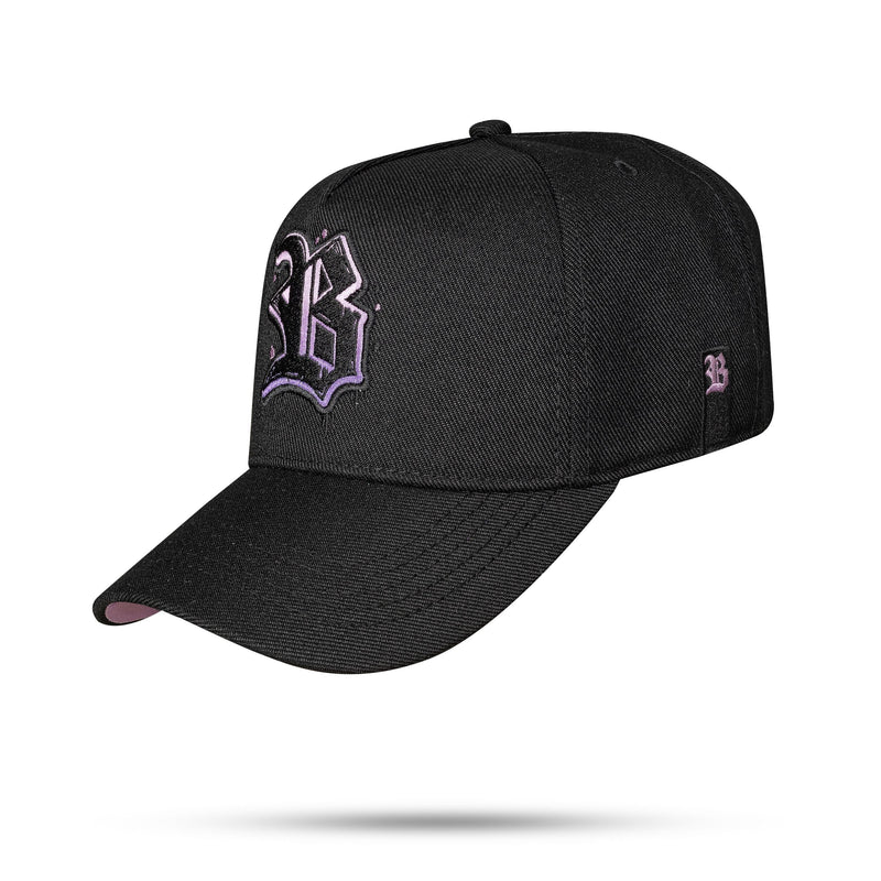 Boné Preto Snapback Contra Aba Roxo