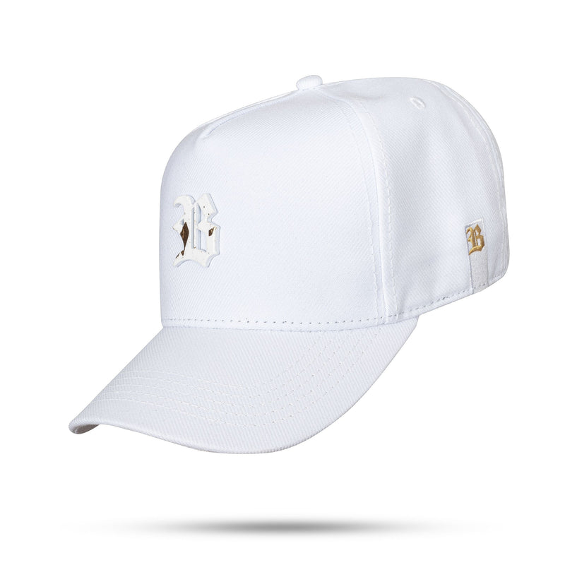 Boné Snapback Branco Metal Folha de Ouro