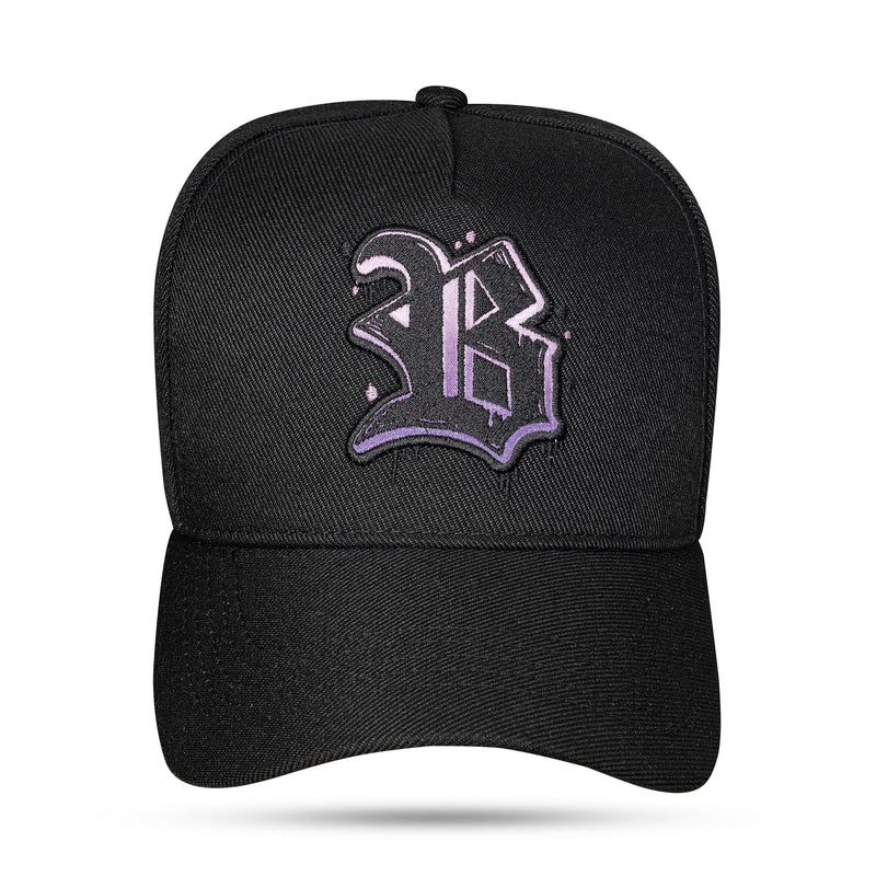 Boné Preto Snapback Contra Aba Roxo