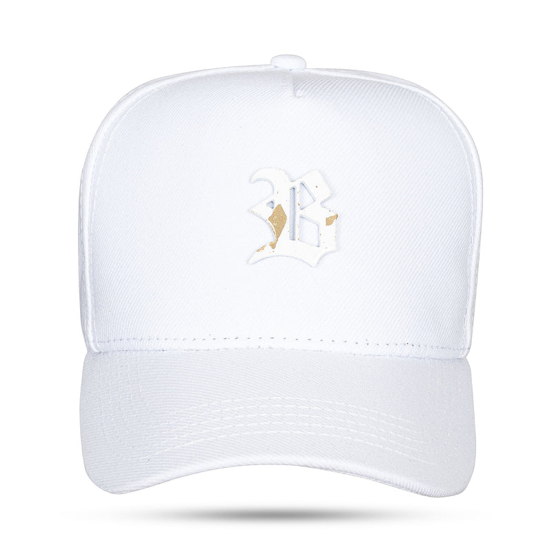 Boné Snapback Branco Metal Folha de Ouro