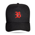 Boné Preto Snapback Logo Metal Vermelho Contorno Dourado