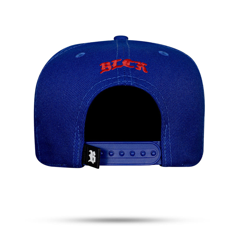 Boné Azul Royal Snapback Scratch Vermelho