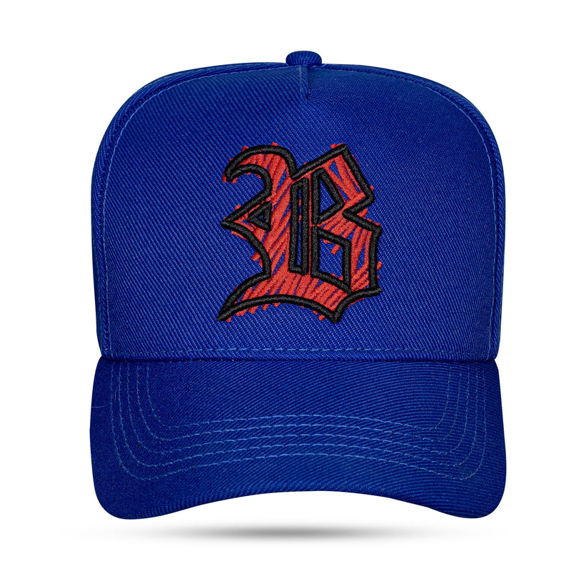 Boné Azul Royal Snapback Scratch Vermelho