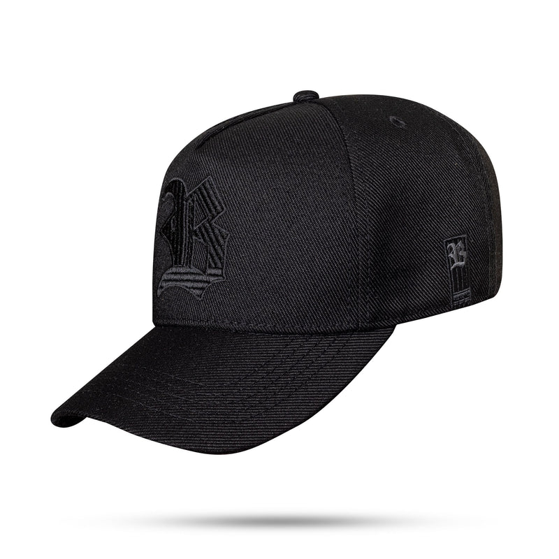 Boné Snapback Preto Logo Listrado