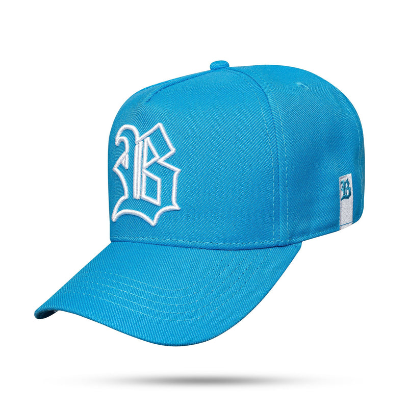 Boné Snapback Azul Celeste Contorno Branco