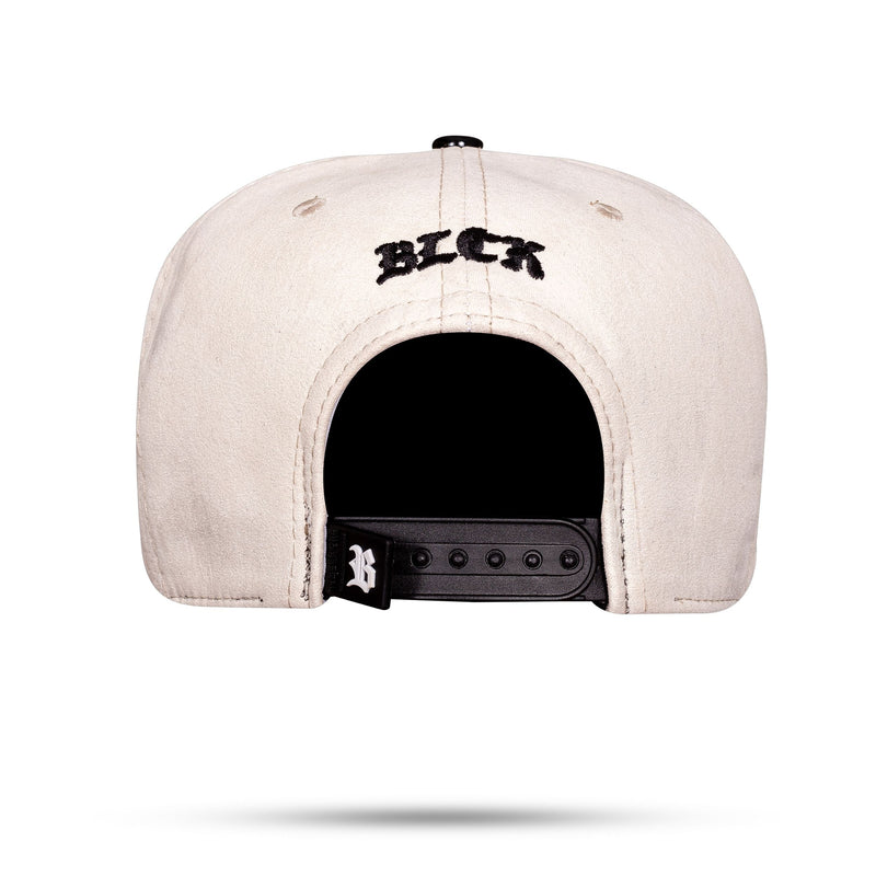 Boné Snapback Off White Suede Aba Piano Logo Metal