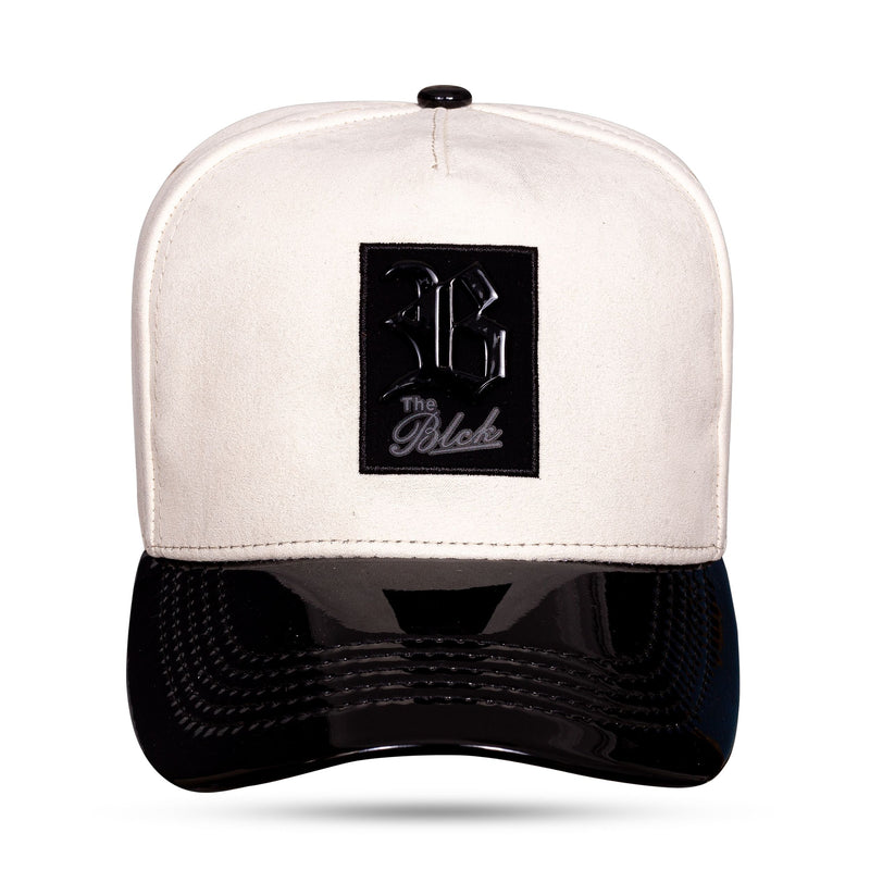 Boné Snapback Off White Suede Aba Piano Logo Metal