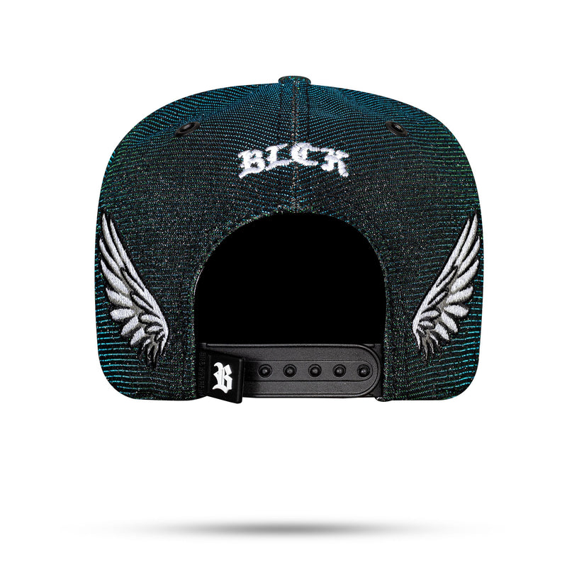 Boné Preto Snapback 3D Bright  Azul Verde Wings