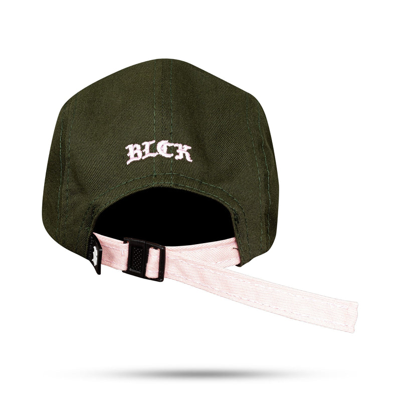 Boné Five Panel Verde Musgo B Rosa