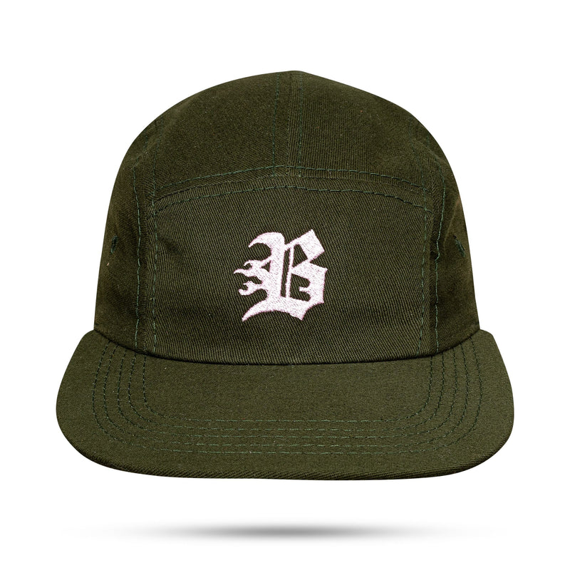 Boné Five Panel Verde Musgo B Rosa