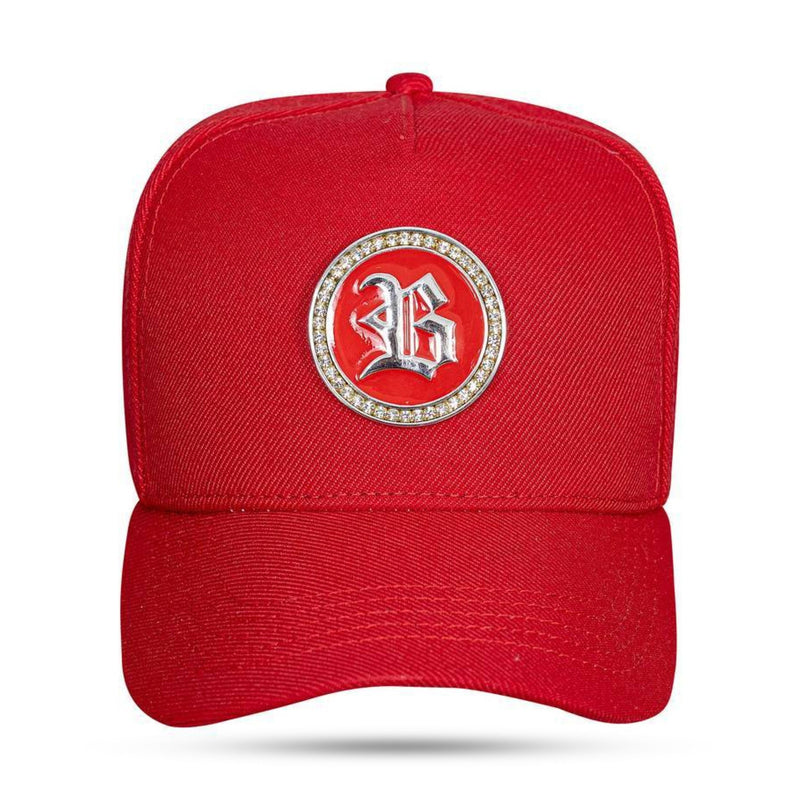 Boné Snapback Vermelho Metal Circle Silver