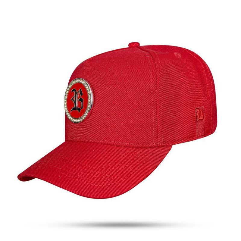 Boné Snapback Vermelho Metal Circle Silver