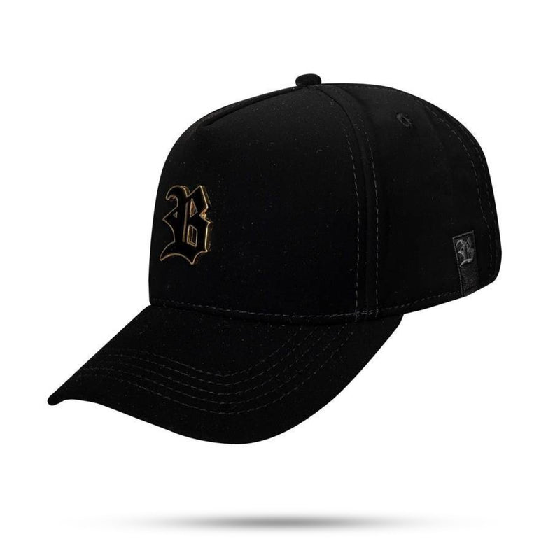 Boné Snapback Nobuck Preto Metal Gold Black