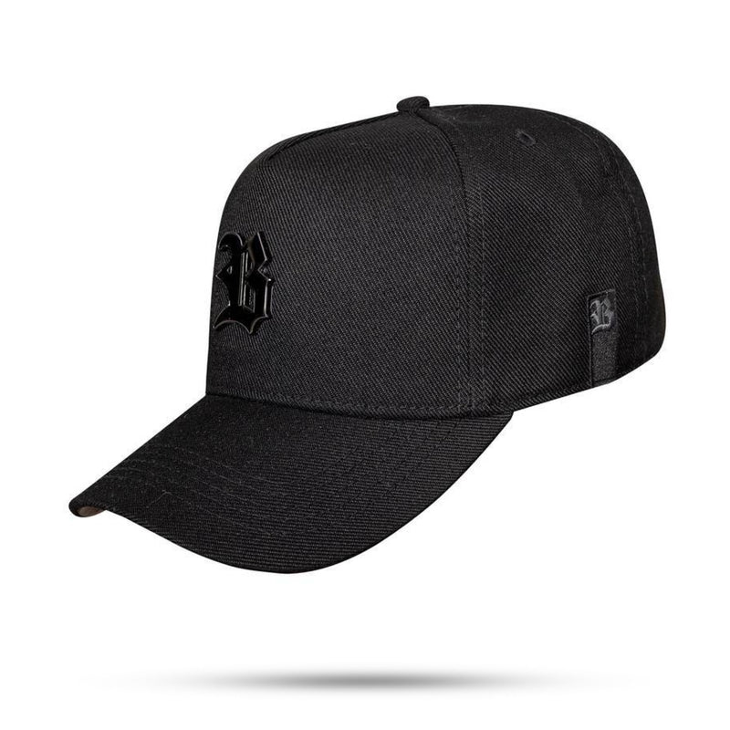 Boné Snapback Preto Logo Metal All Black