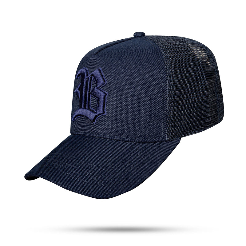 Boné Azul Marinho Snapback Trucker Alto Relevo