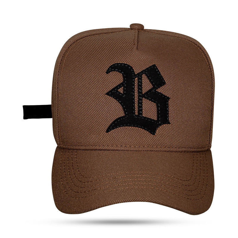 Boné Marrom Chocolate Strapback Logo Suede Preto