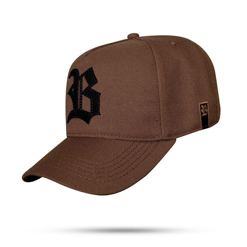 Boné Marrom Chocolate Strapback Logo Suede Preto