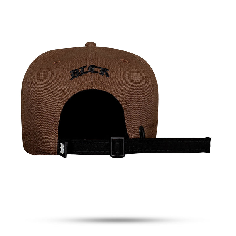 Boné Marrom Chocolate Strapback Logo Suede Preto