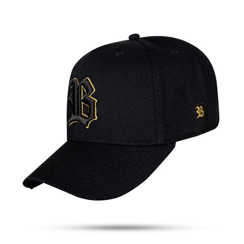 Boné Preto Snapback Alto Relevo Contour Dourado