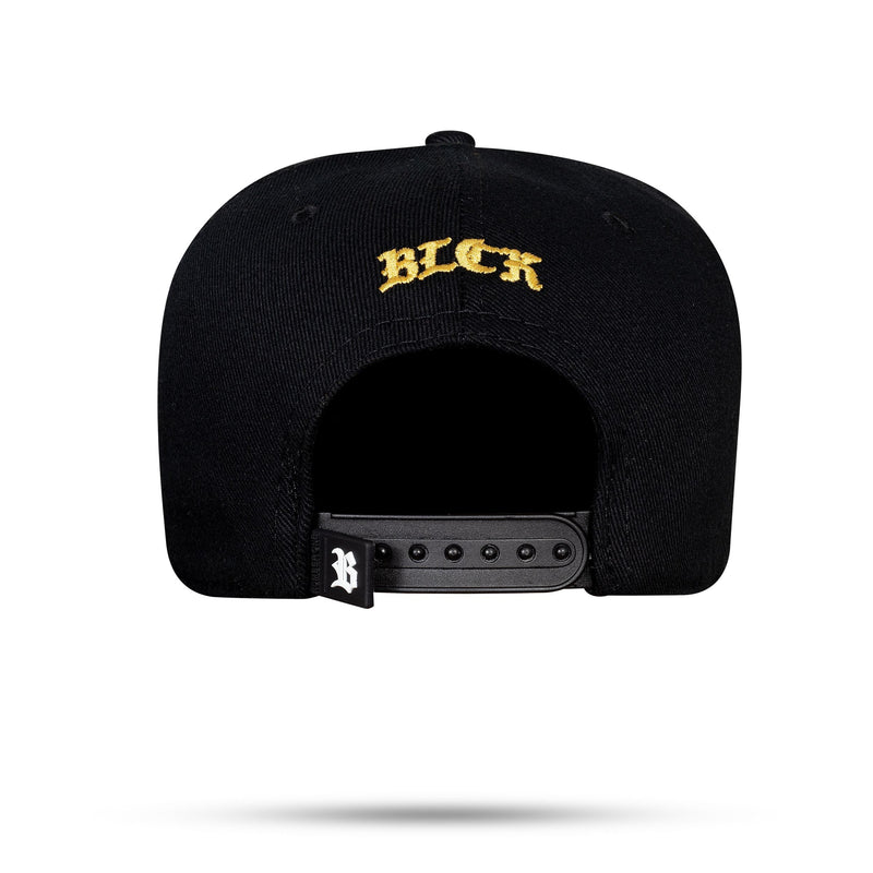 Boné Preto Snapback Alto Relevo Contour Dourado