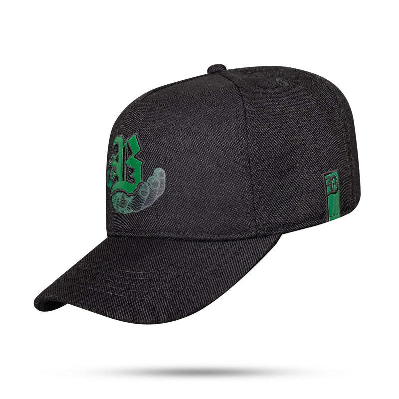 Boné Preto Snapback Verniz Hand Verde Bandeira