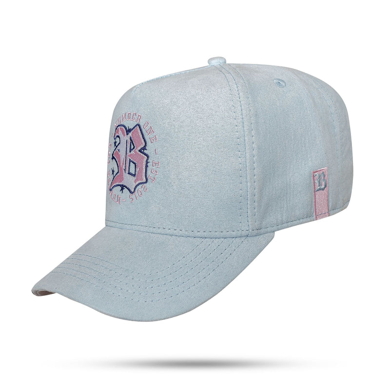 Boné Azul Claro Snapback Suede Logo Pink Star