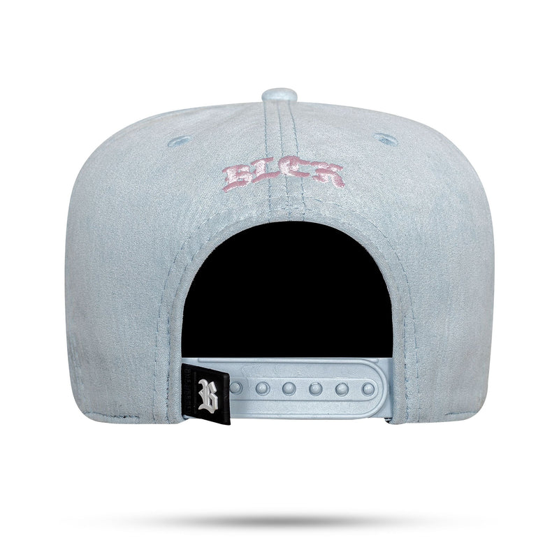 Boné Azul Claro Snapback Suede Logo Pink Star