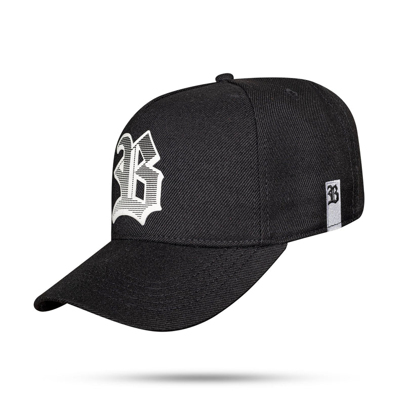 Boné Preto Snapback Logo Listras Branco