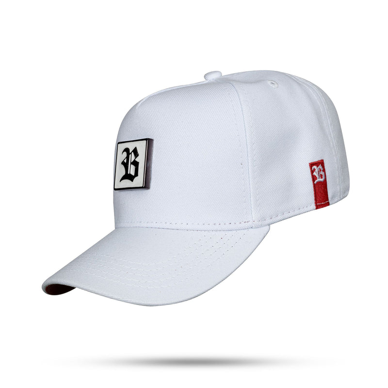 Boné Branco Snapback Quadrado Metal White