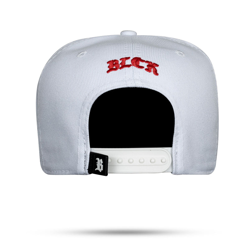 Boné Branco Snapback Quadrado Metal Silver Vermelho