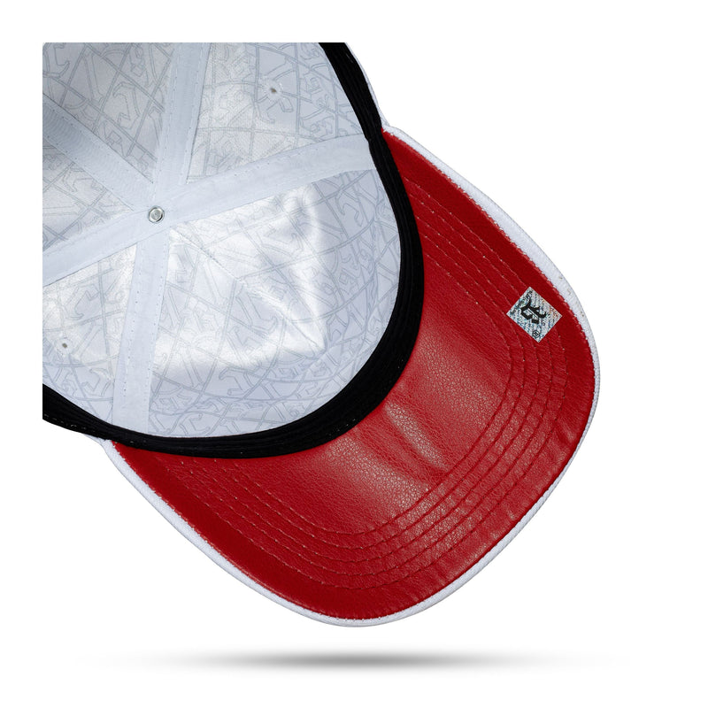 Boné Branco Snapback Quadrado Metal Silver Vermelho