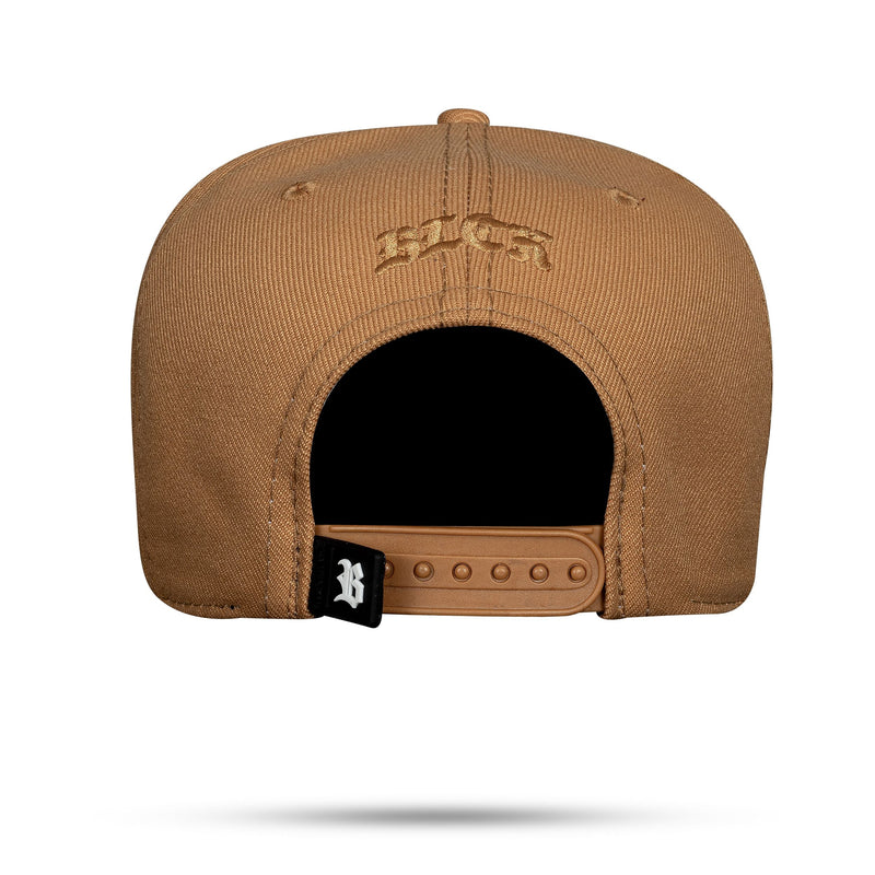 Boné Caramelo Snapback Quadrado Metal Silver