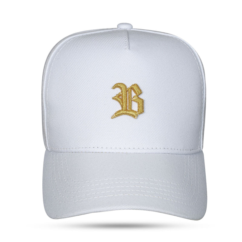 Boné Branco Snapback Logo Basic Contra Aba Dourada